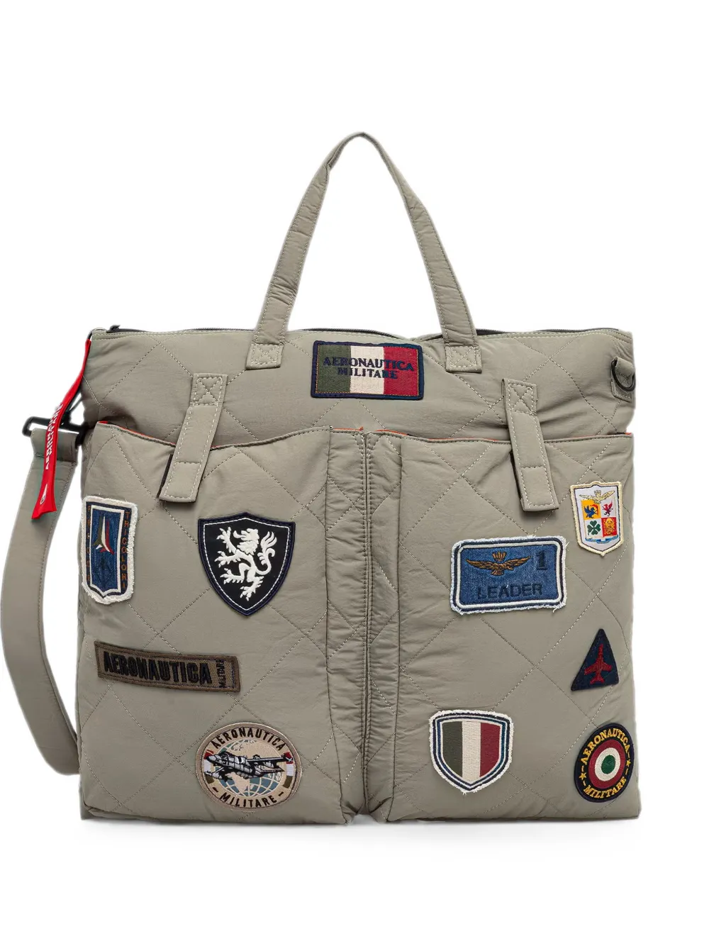 Aeronautica Militare patch-detail quilted tote bag - Grey