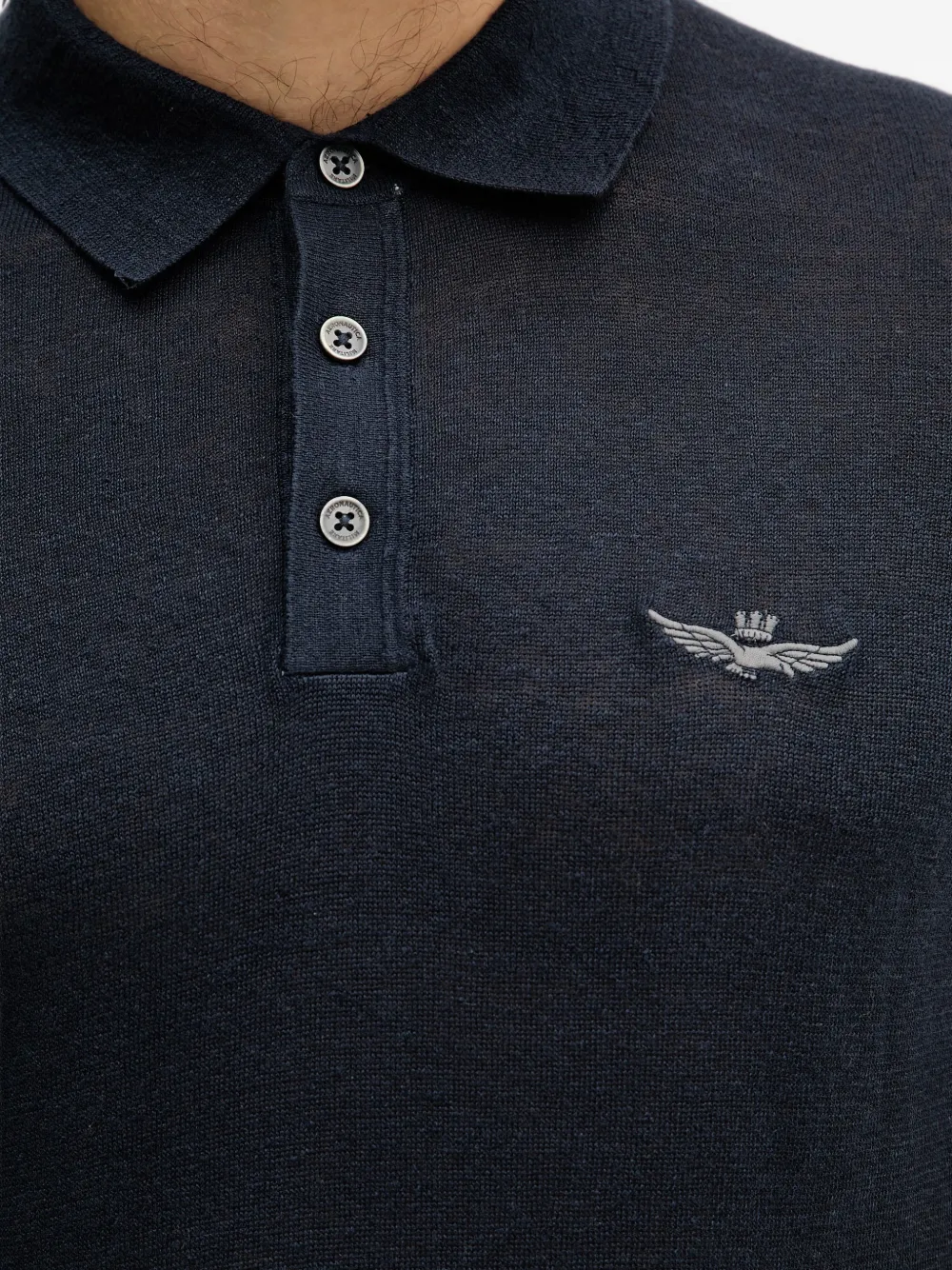 Aeronautica Militare Button-up poloshirt Blauw