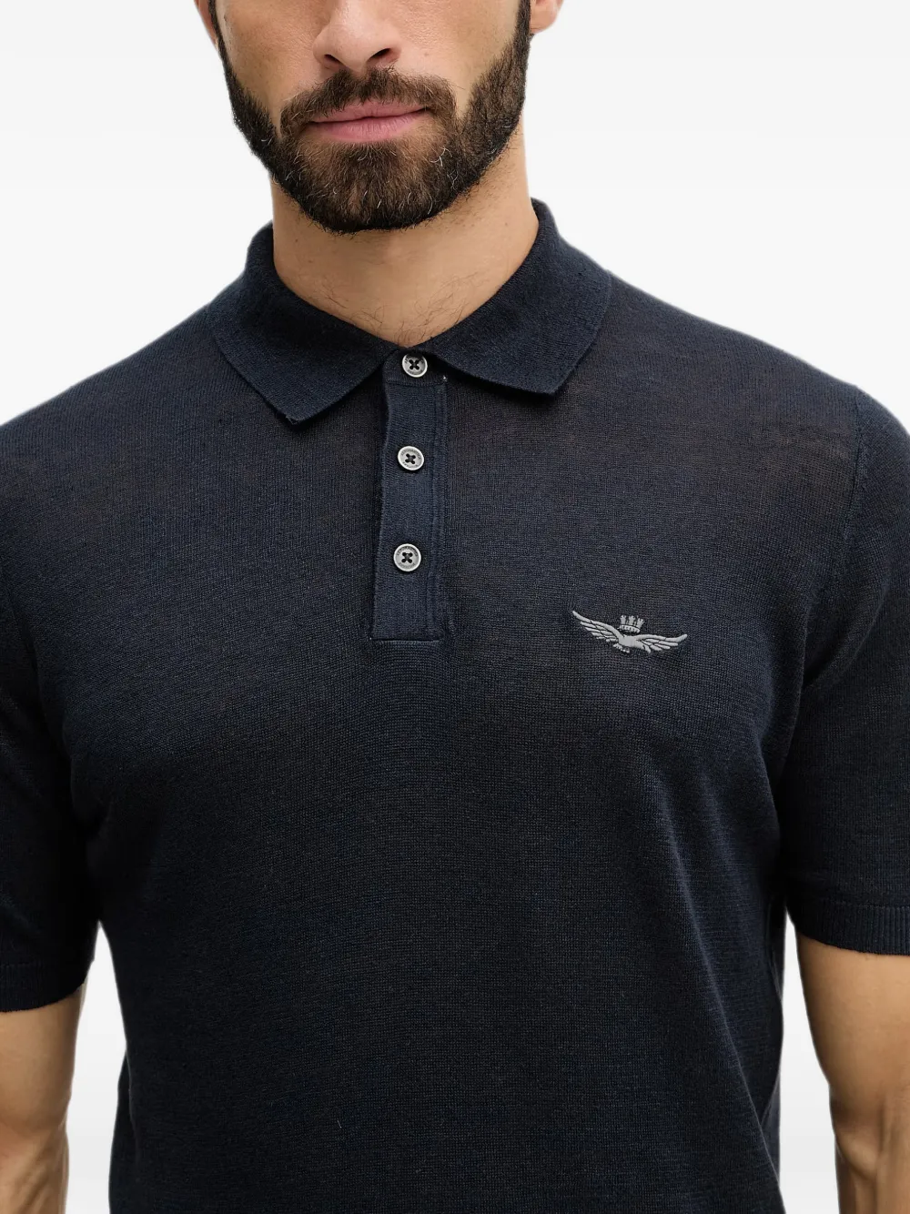 Aeronautica Militare Button-up poloshirt Blauw