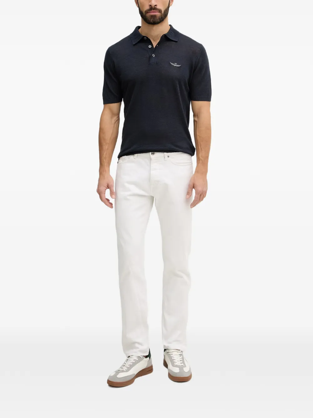 Aeronautica Militare Button-up poloshirt Blauw