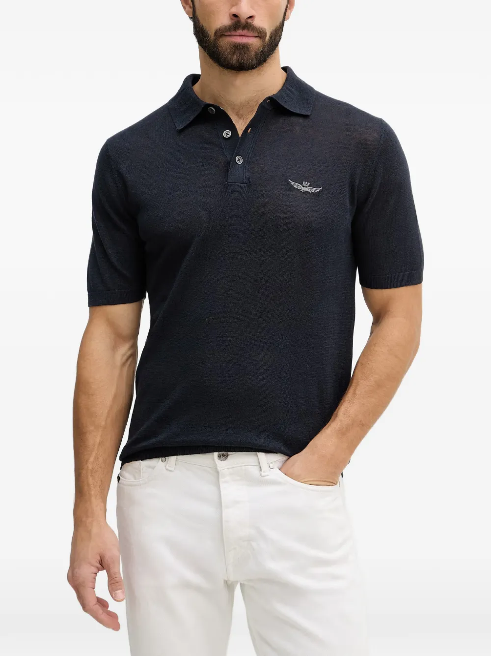 Aeronautica Militare Button-up poloshirt Blauw