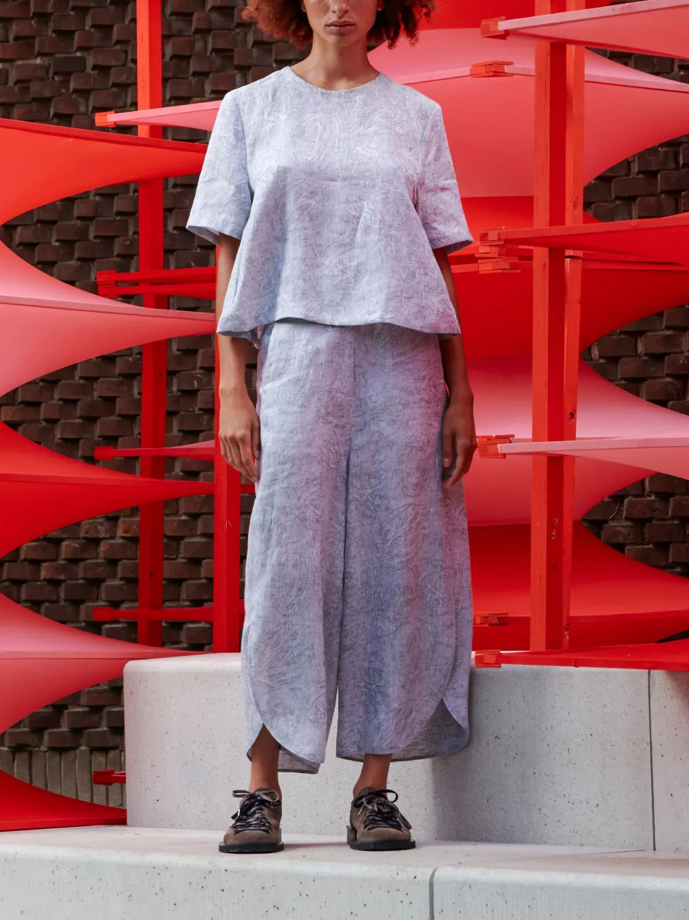 Henrik Vibskov Helmet blouse met jacquard Grijs