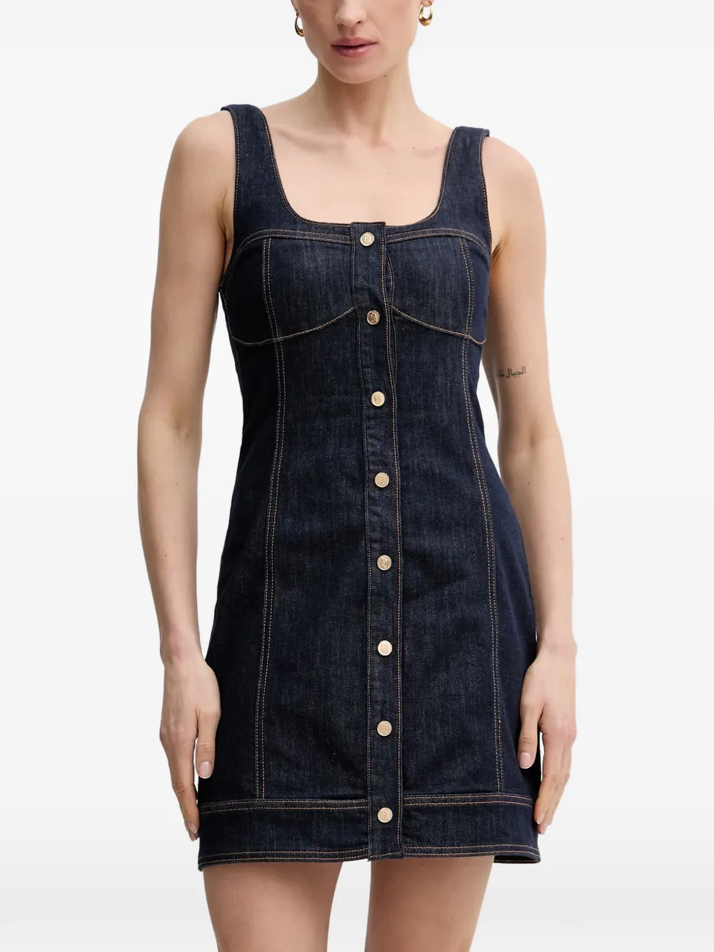 Gaudi button-down sleeveless denim mini dress - Blu