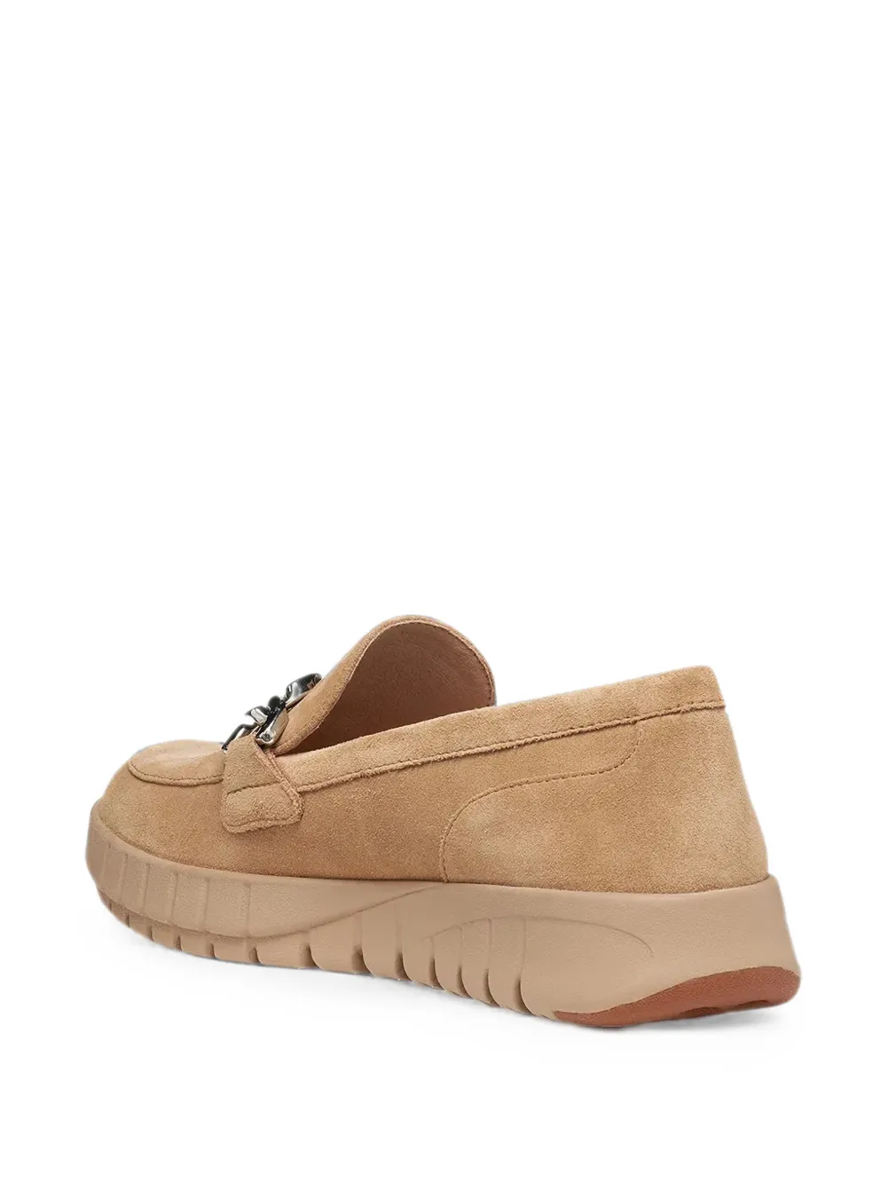 Geox Flextride suède loafers met schakelketting Beige