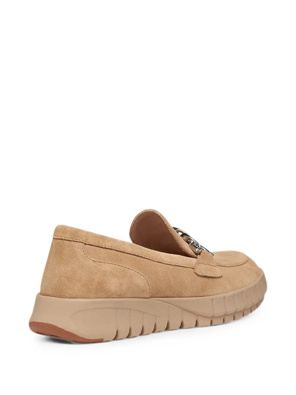Geox Flextride suède loafers met schakelketting Beige