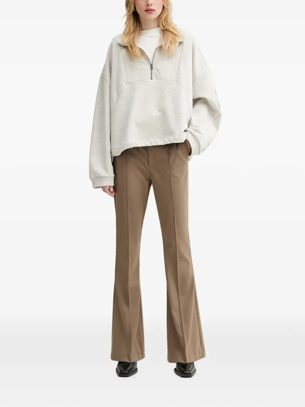 Gestuz GZnormi half-zip funnel-neck sweatshirt Grijs