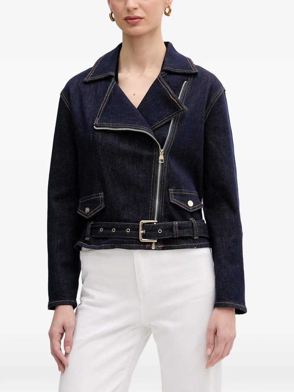 Gaudi Giacca denim con cintura - Blu