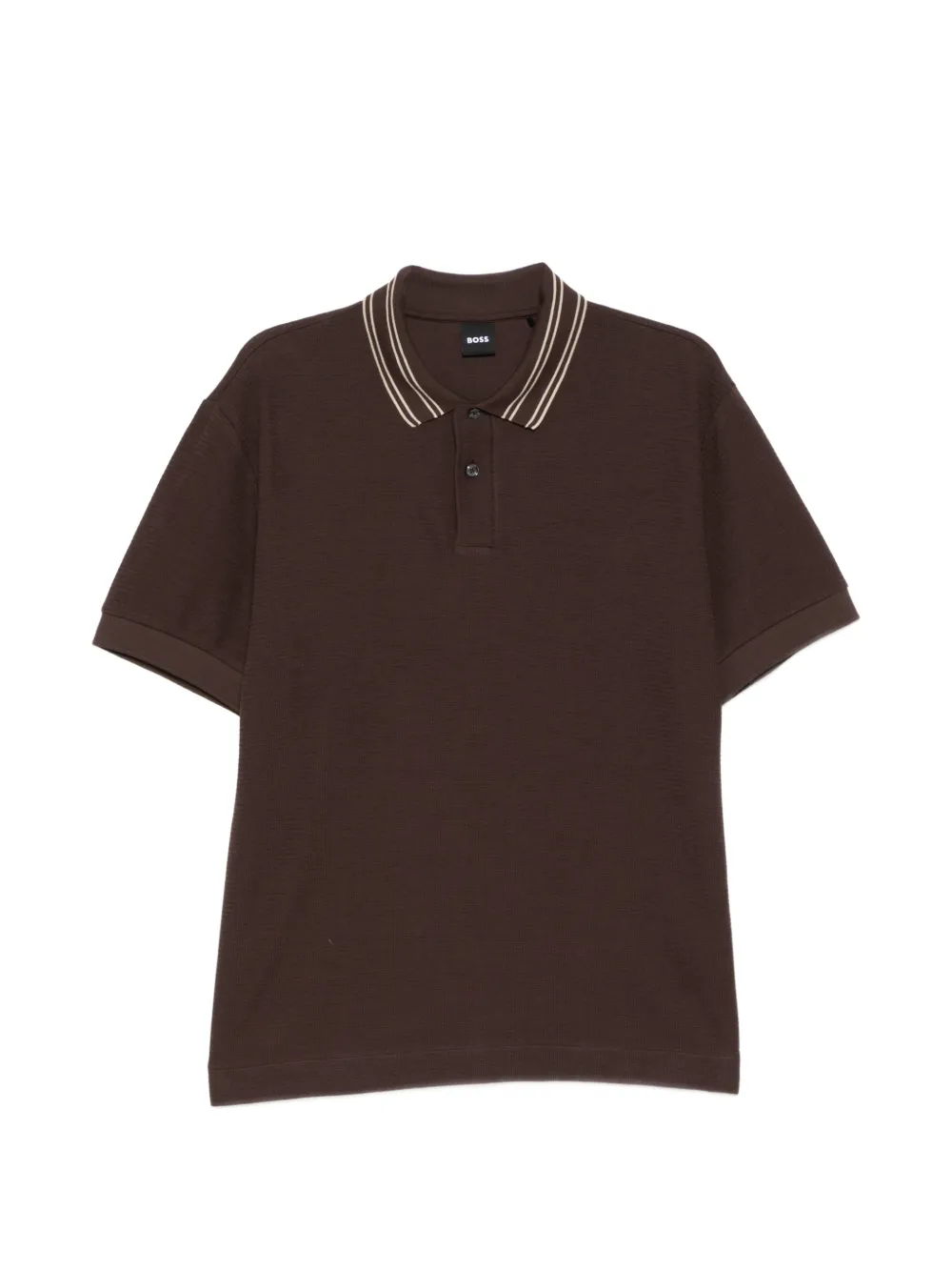 BOSS Polo in cotone con ricamo logo - Marrone
