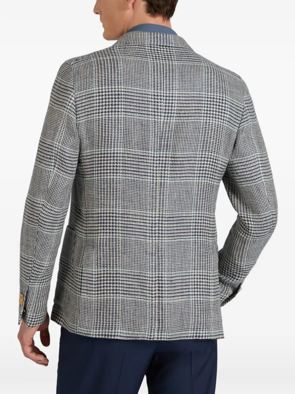 Double-Breasted Houndstooth Blazer