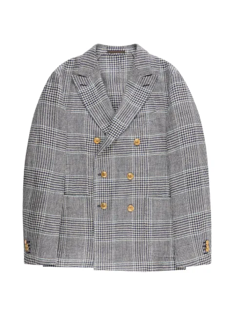 slowear double-breasted houndstooth blazer