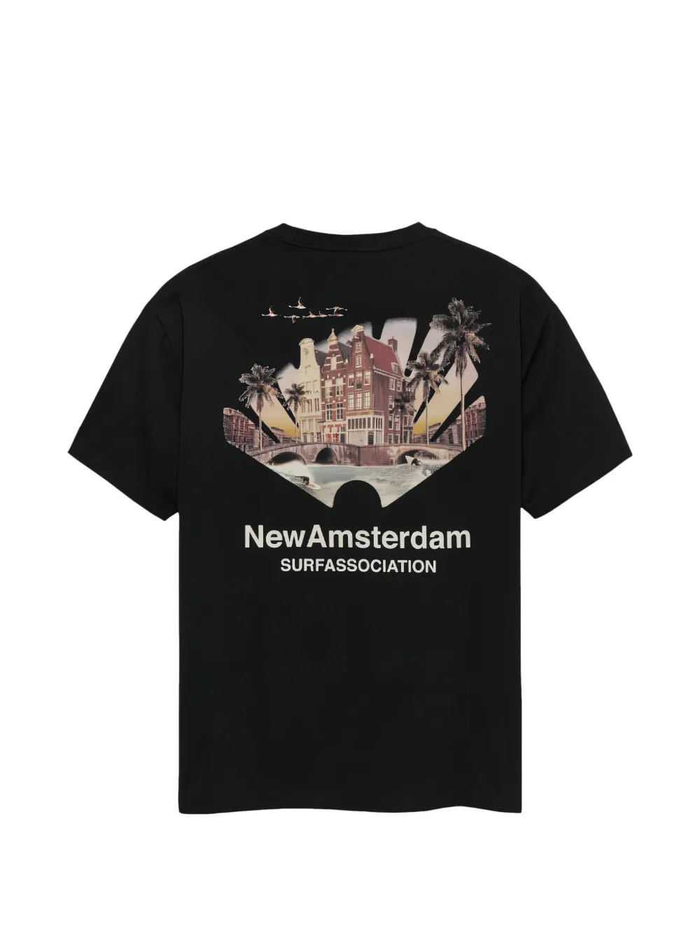 NEW AMSTERDAM T-shirt met tropische print Zwart