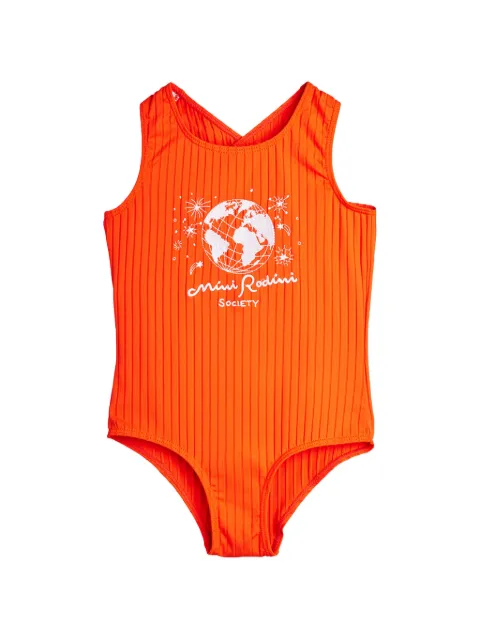 Mini Rodini Society ribbed print swimsuit