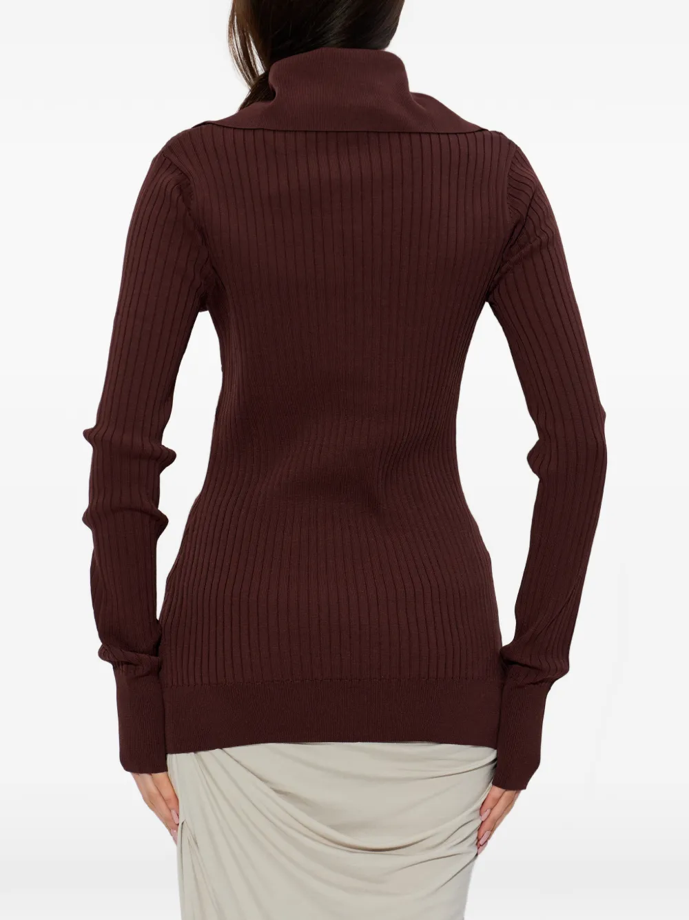 ENTIRE STUDIOS Poloshirt met geribbelde knopen Bruin