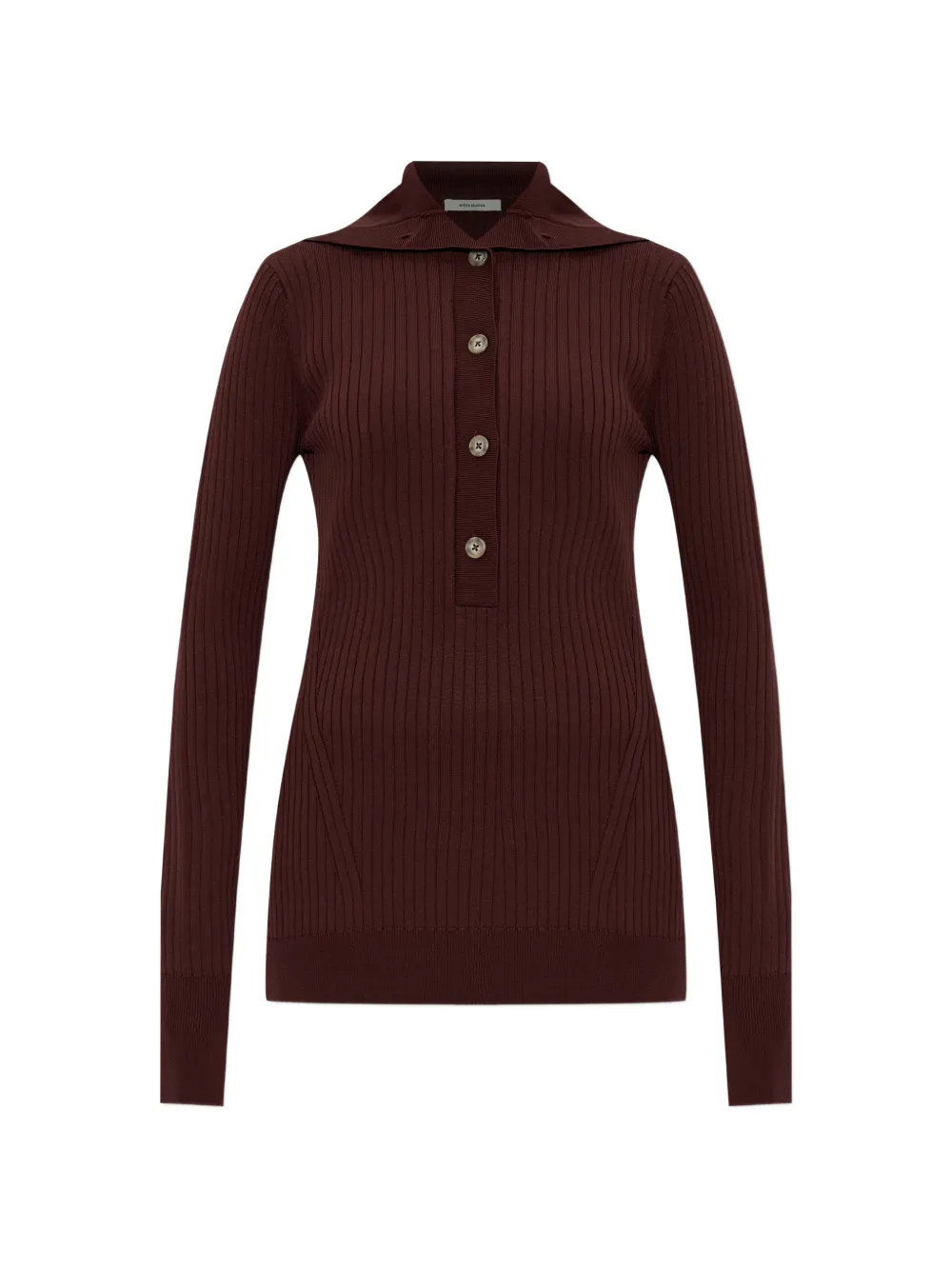 ENTIRE STUDIOS ribbed-buttoned polo - Braun