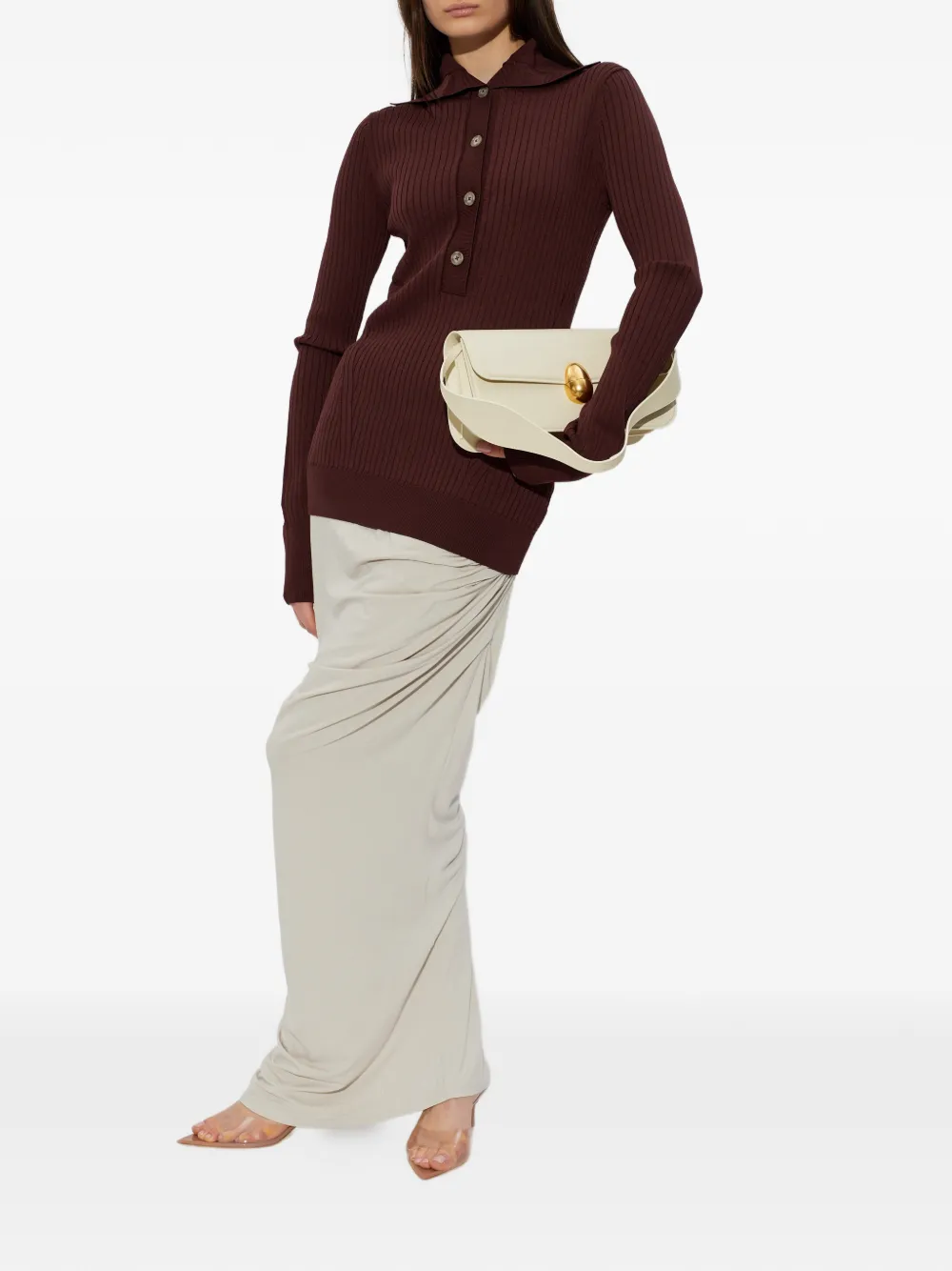  Entire Studios Ribbed-buttoned Polo - Brown 