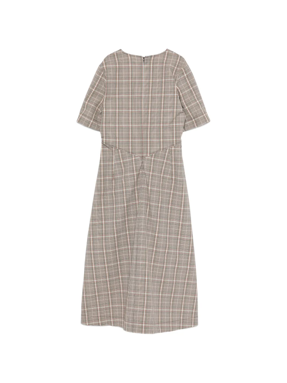 Baum Und Pferdgarten Avia Checked V-neck Midi Dress - Neutrals 