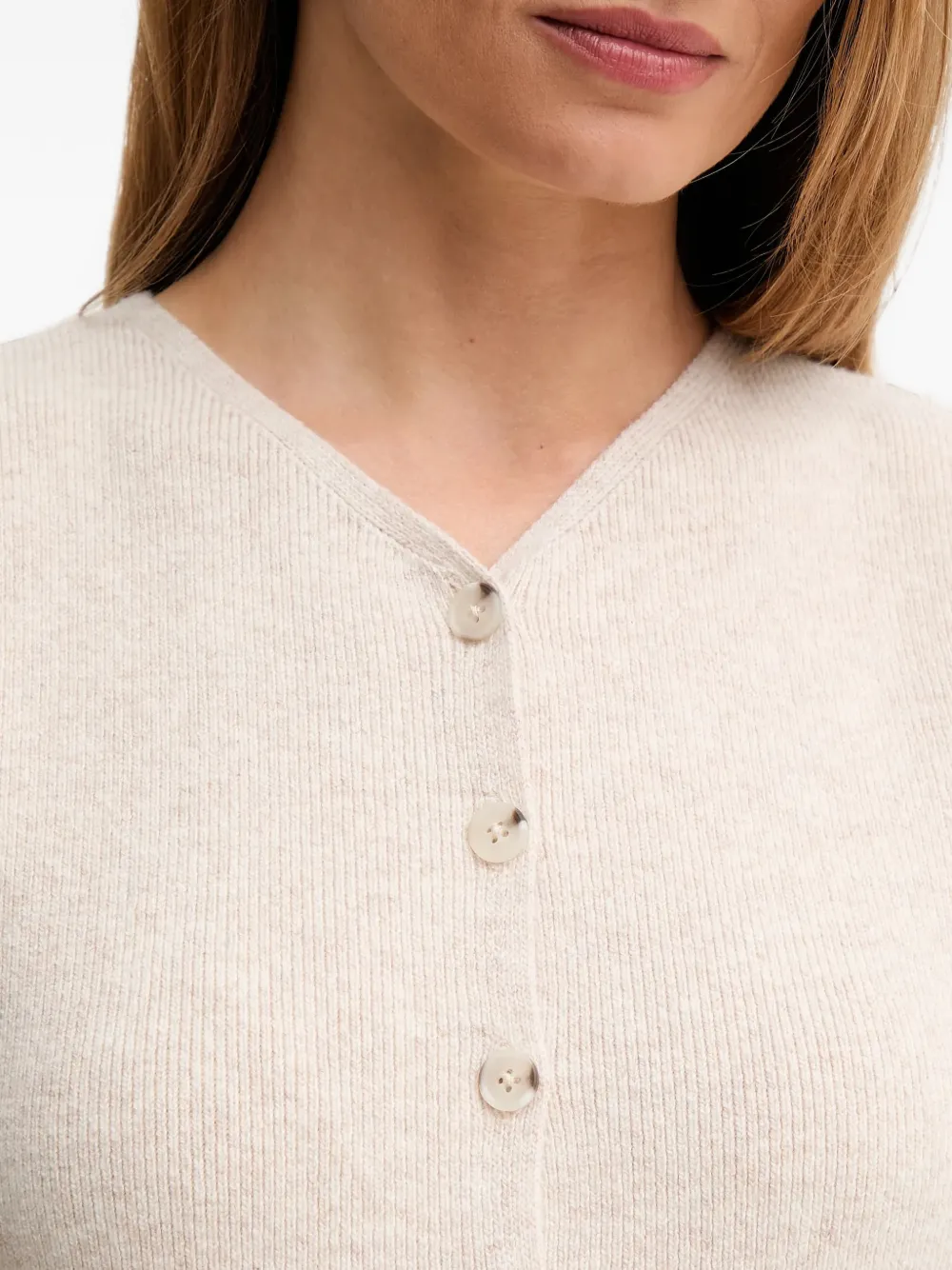 OUI button V-neck sleeveless cardigan Beige