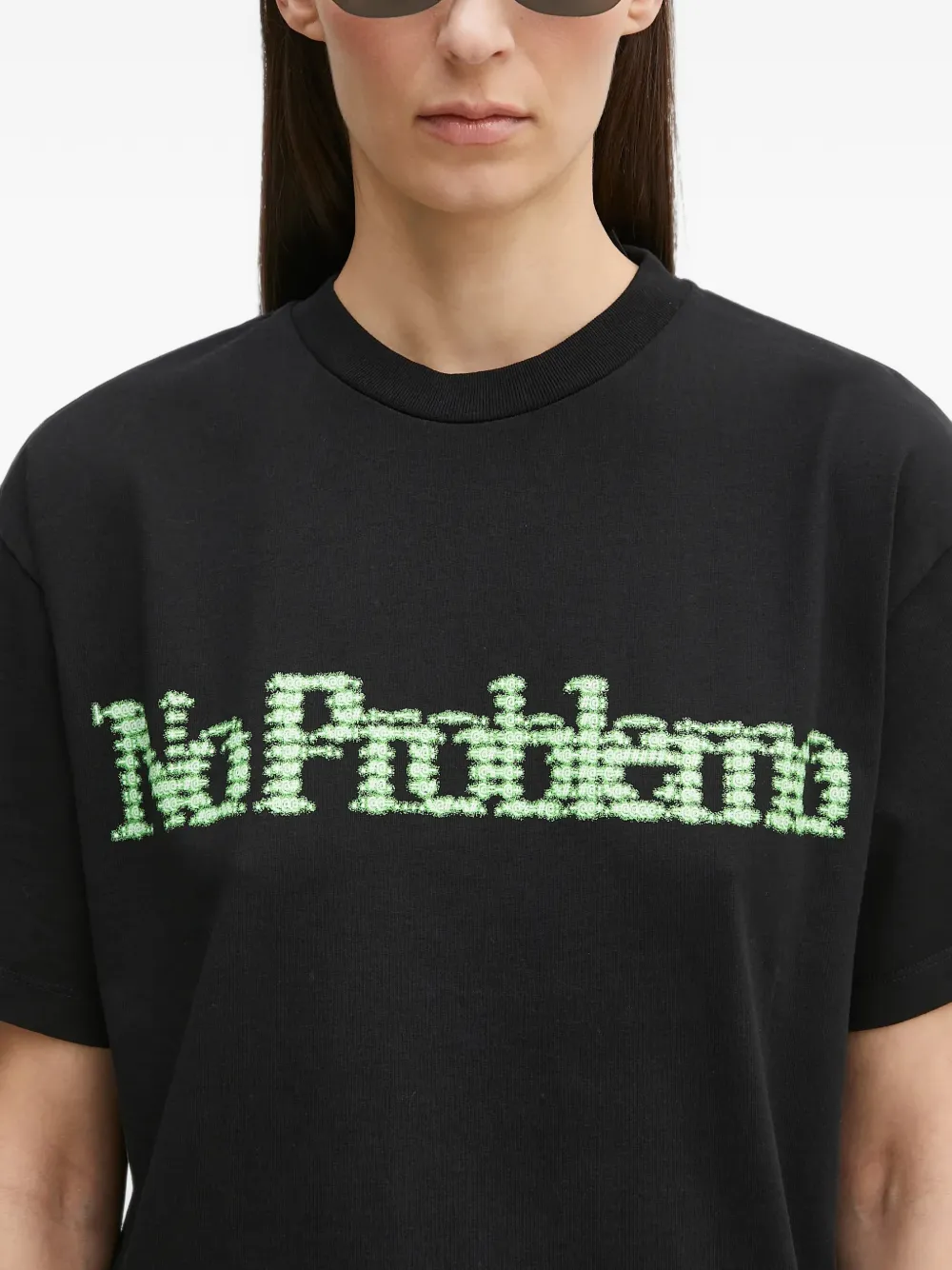 NO PROBLEMO embroidered T-shirt Zwart