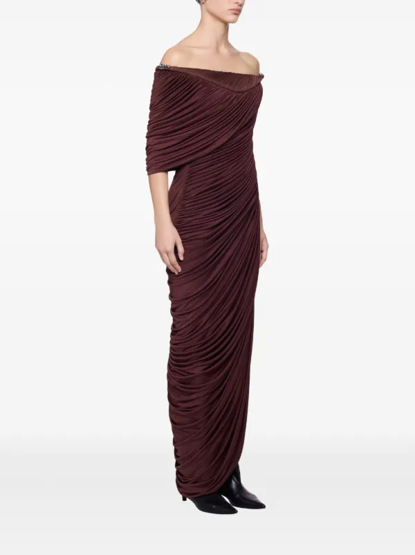 off the shoulder draped midi dress Women's Aurelia Off-Shoulder Draped Midi Dress XXS/XS/S/M/L/XL/XXL/Customize Black MEAN BLVD Black / XL