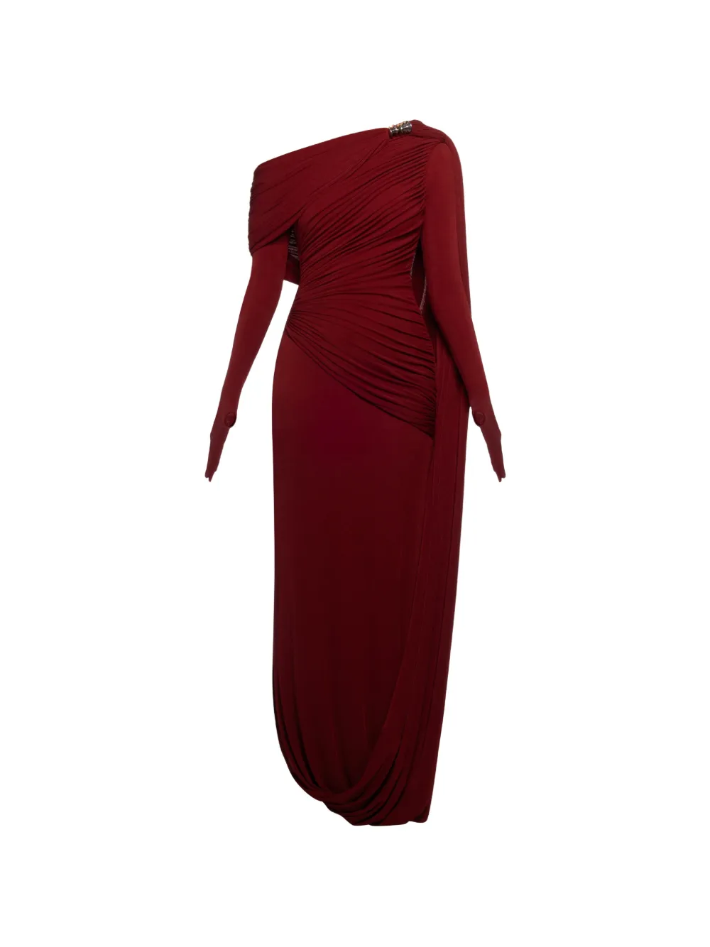CHATS BY C.DAM draped brooch dress - Rosso