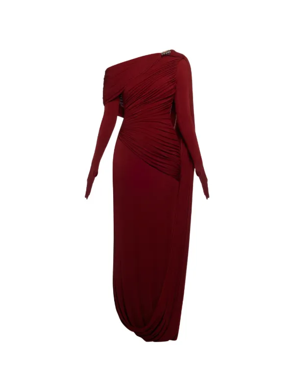 CHATS BY C.DAM Draped Brooch Dress | Red | FARFETCH KW