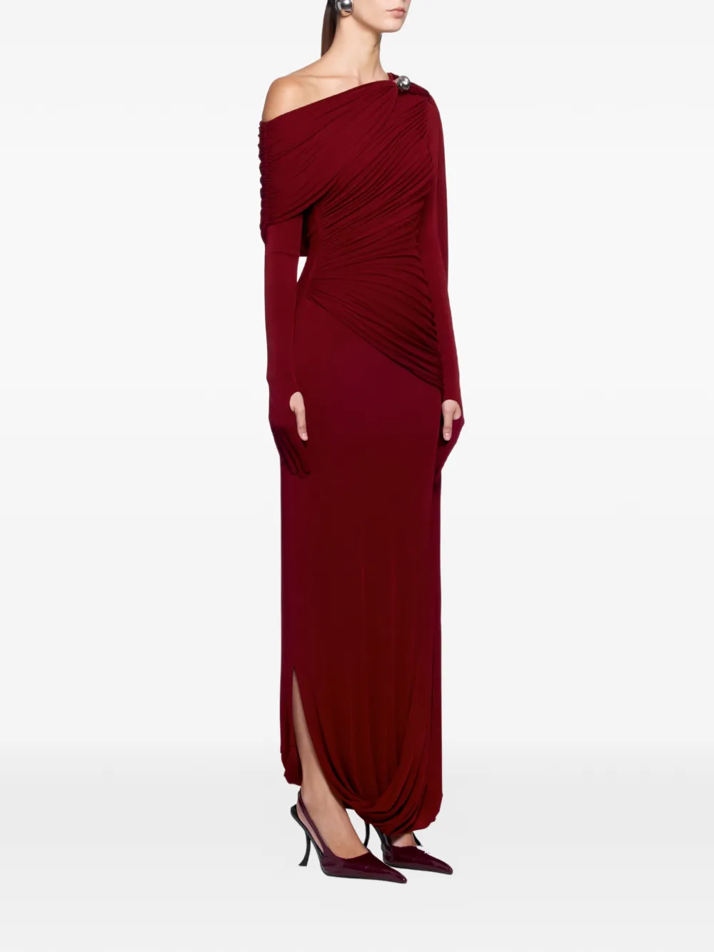  Chats By C.dam Vestido Drapeado Con Broche - Rojo 