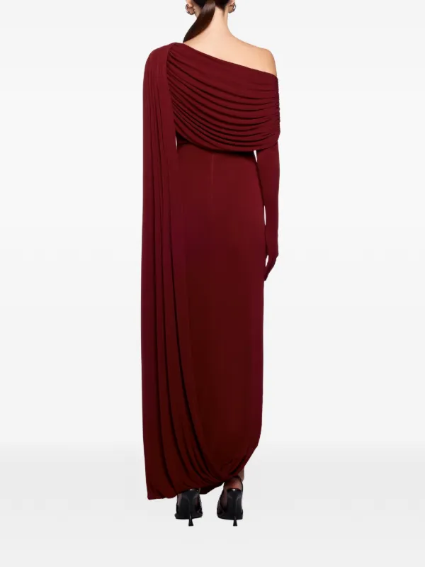 chats by c dam red dress CHATS BY C.DAM Draped Brooch Dress | Red