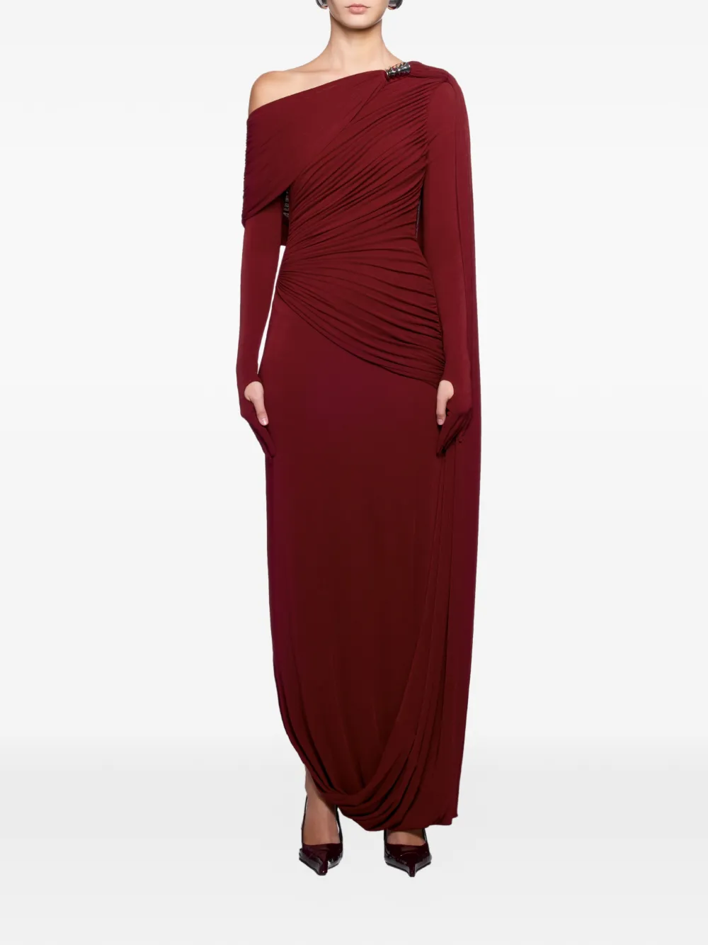  Chats By C.dam Vestido Drapeado Con Broche - Rojo 