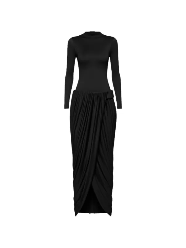 chats by c dam black dress Chats By C.dam Long-sleeved Maxi Dress