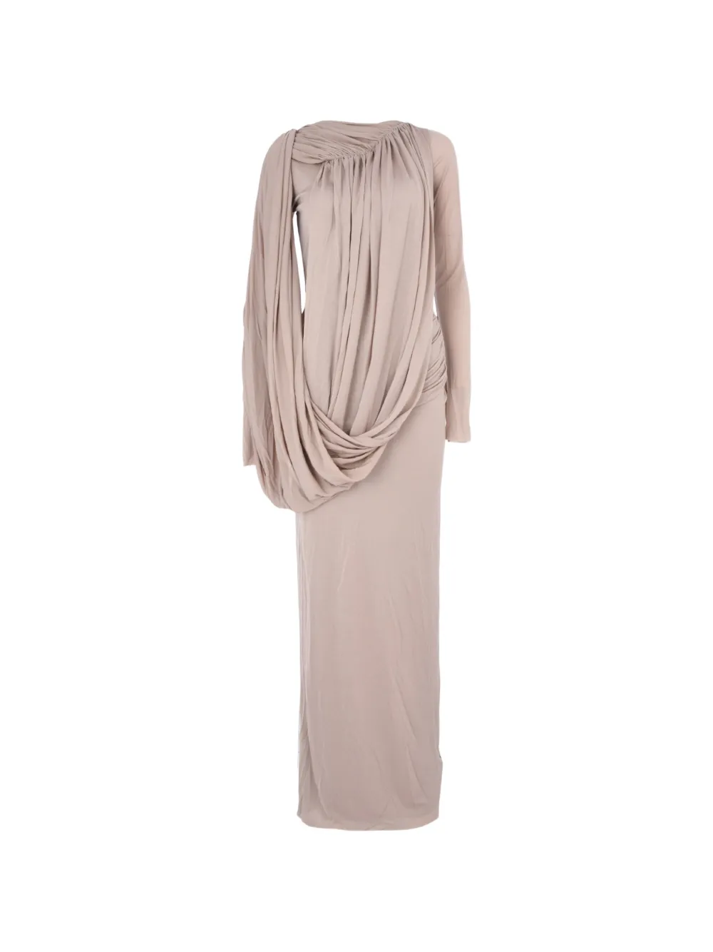 CHATS BY C.DAM Flavia asymmetrical-drape long-sleeve maxi dress - Toni neutri