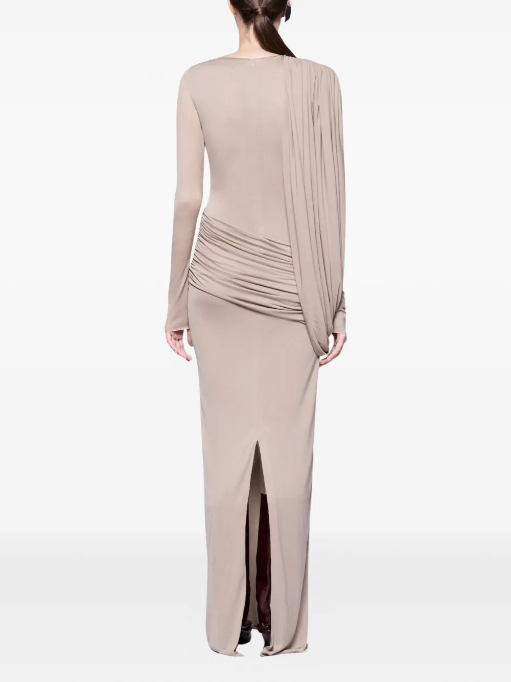 CHATS BY C.DAM Flavia asymmetrische maxi-jurk met lange mouwen Beige