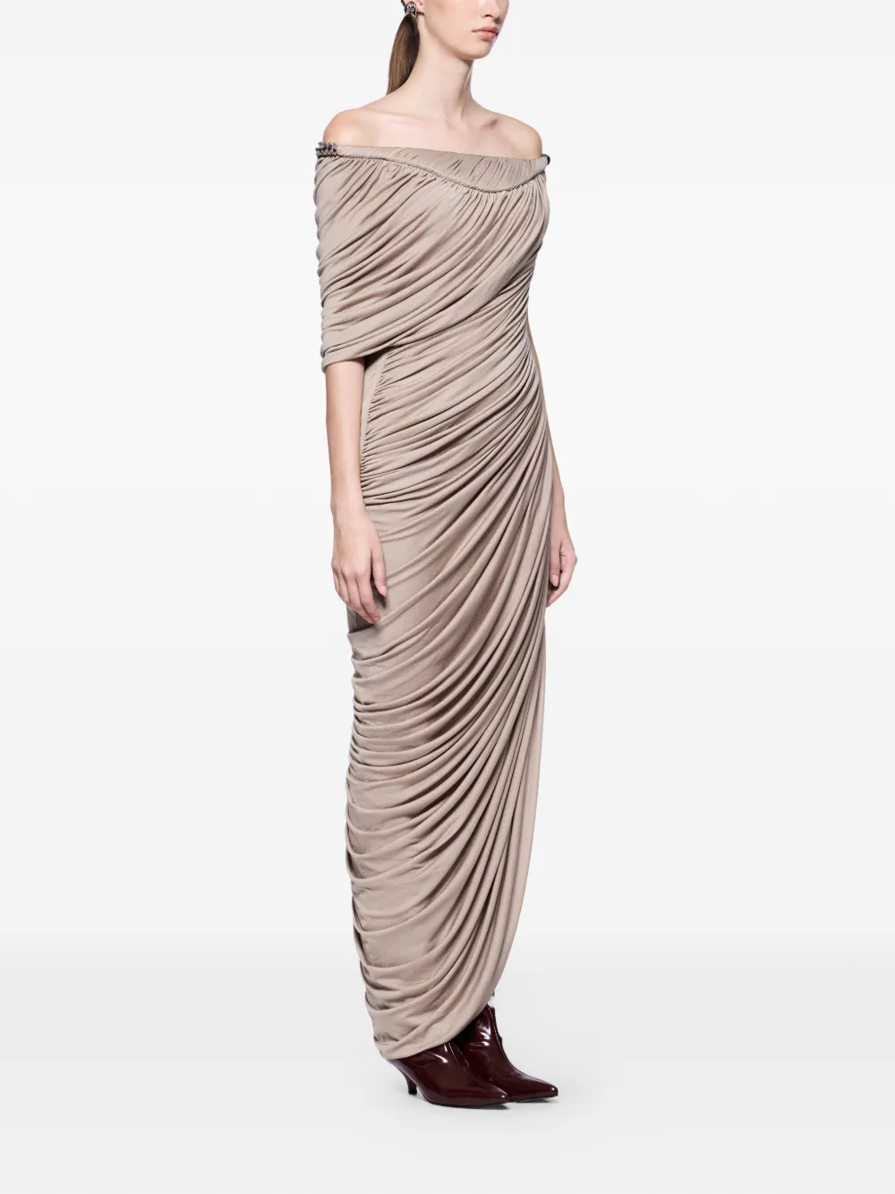 CHATS BY C.DAM Thalyn off-shoulder maxi-jurk Beige