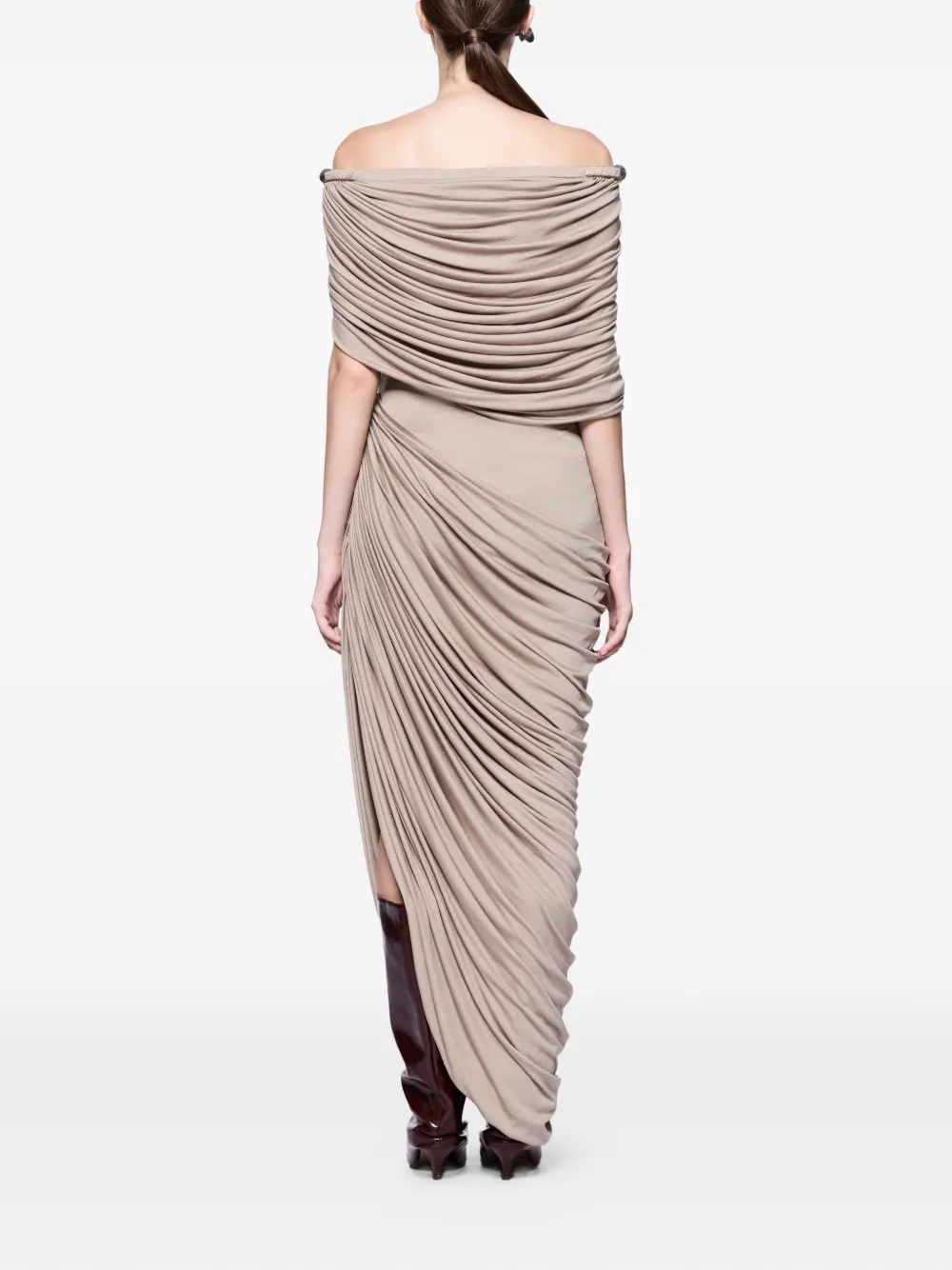 CHATS BY C.DAM Thalyn off-shoulder maxi-jurk Beige
