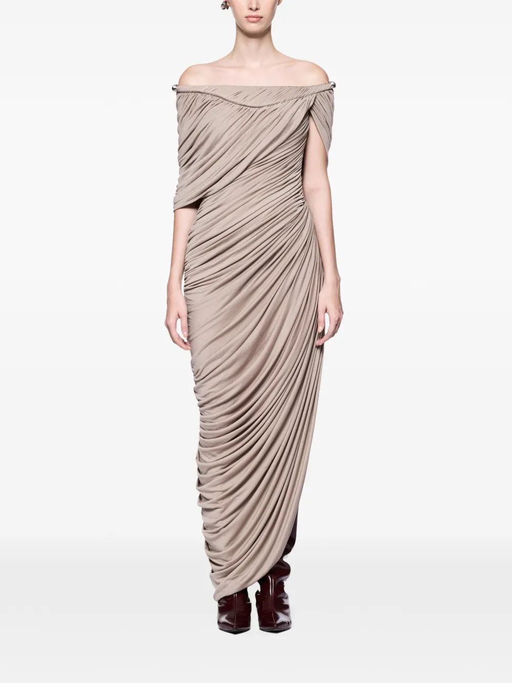 CHATS BY C.DAM Thalyn off-shoulder maxi-jurk Beige