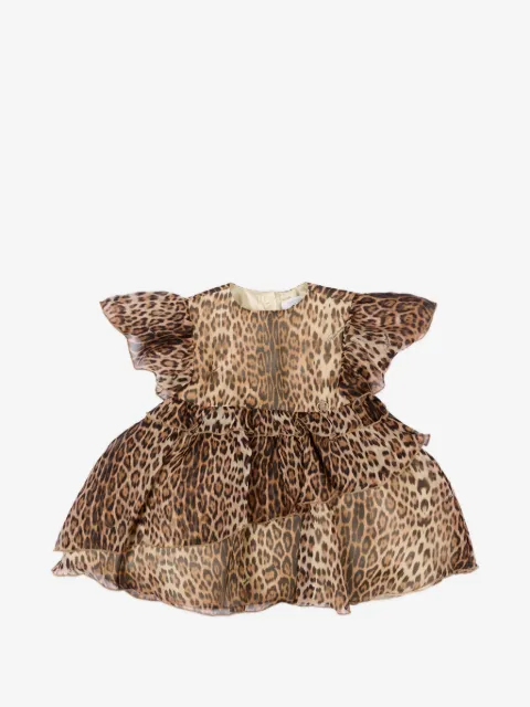 Roberto Cavalli Junior ruffled leopard-print dress