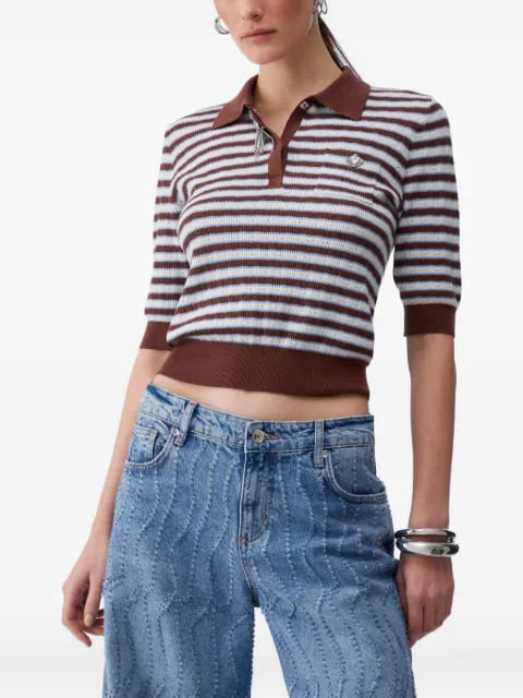 LIU JO striped jewell-embellishment polo