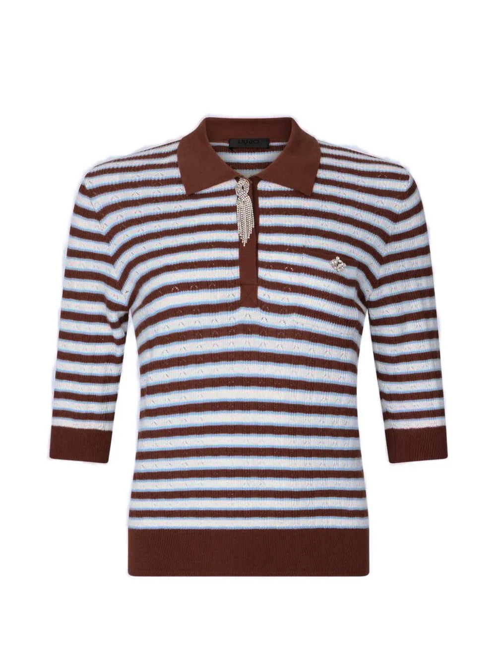 LIU JO striped jewell-embellishment polo