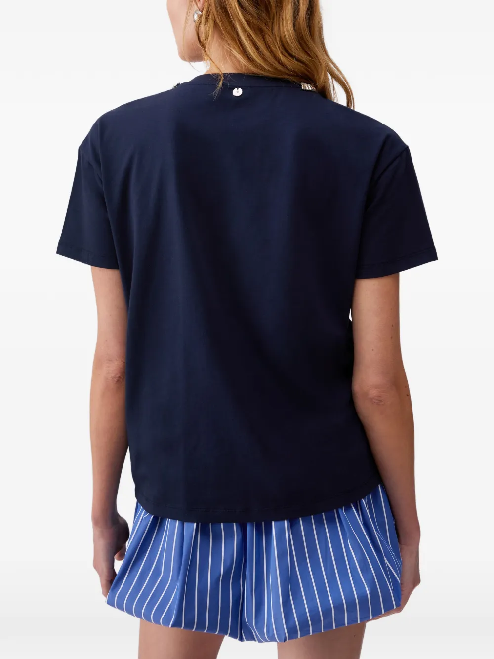  Liu Jo Rhinestone-embellishment T-shirt - Blue 