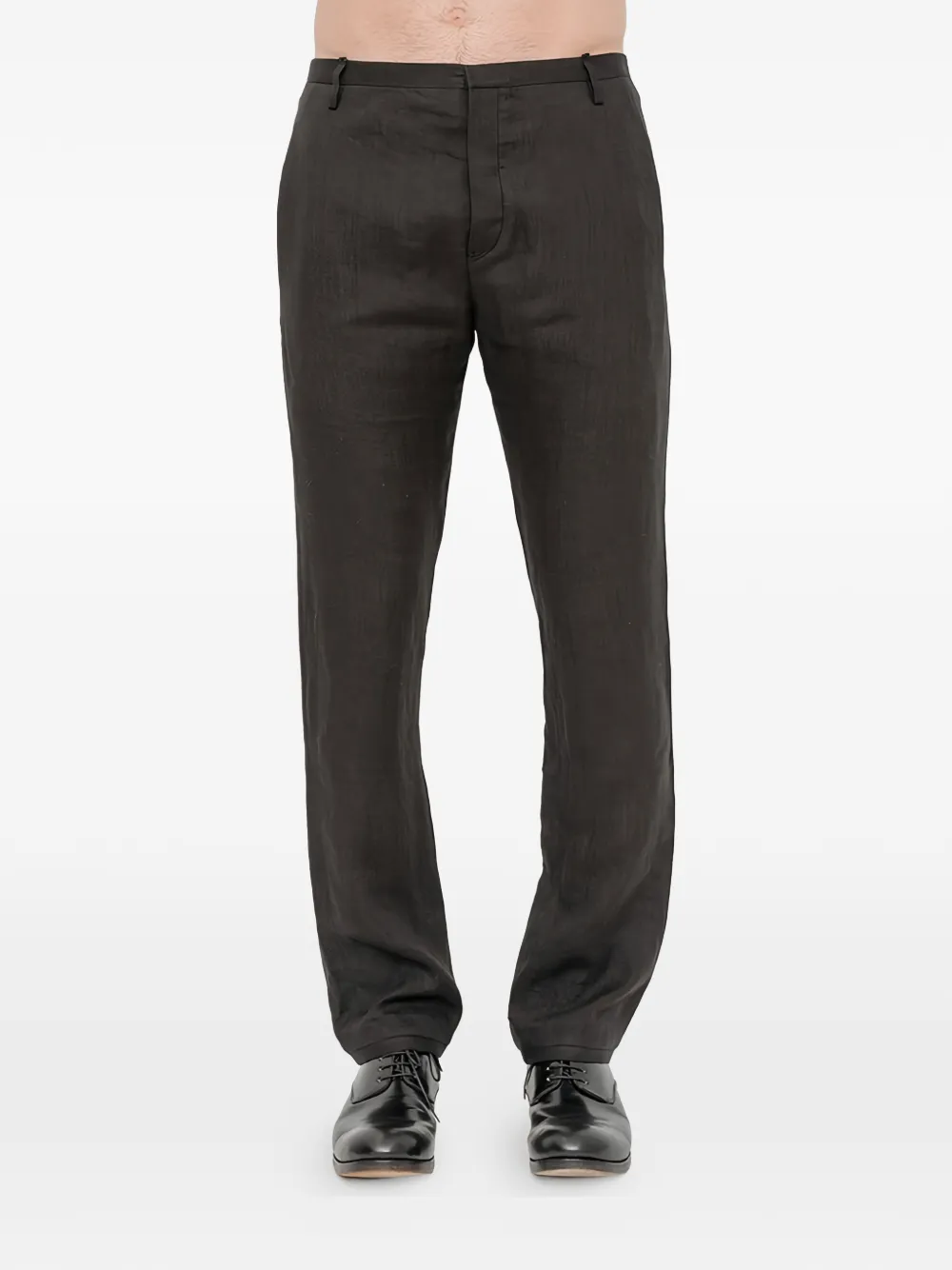 Label Under Construction Xy Axis Linen Trousers In Brown