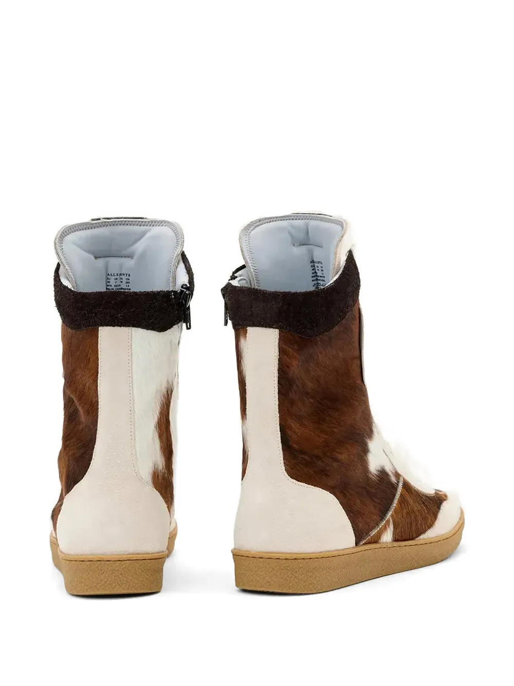 AllSaints Louise cow-print sneakers Beige