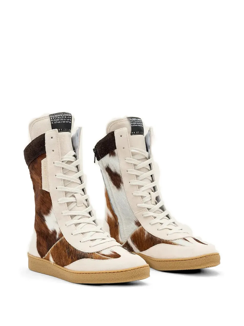 AllSaints Louise cow-print sneakers Beige
