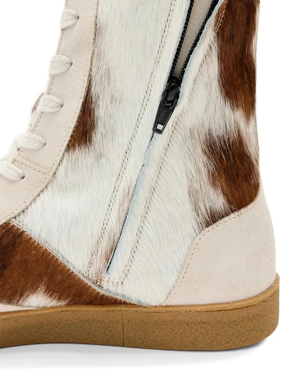 AllSaints Louise cow-print sneakers Beige