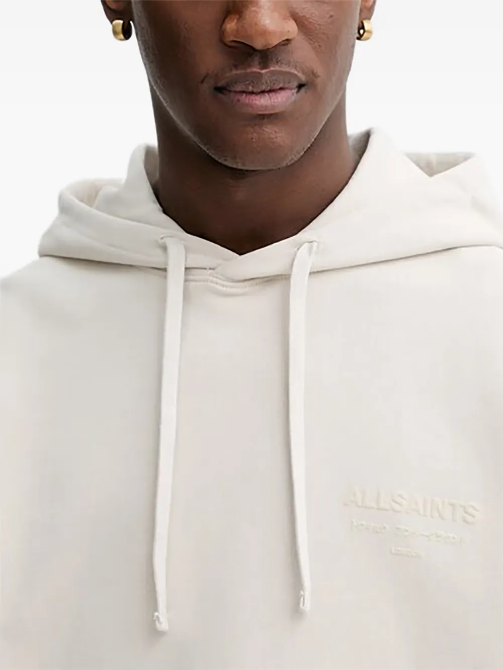 AllSaints Xander hoodie met trekkoord Beige