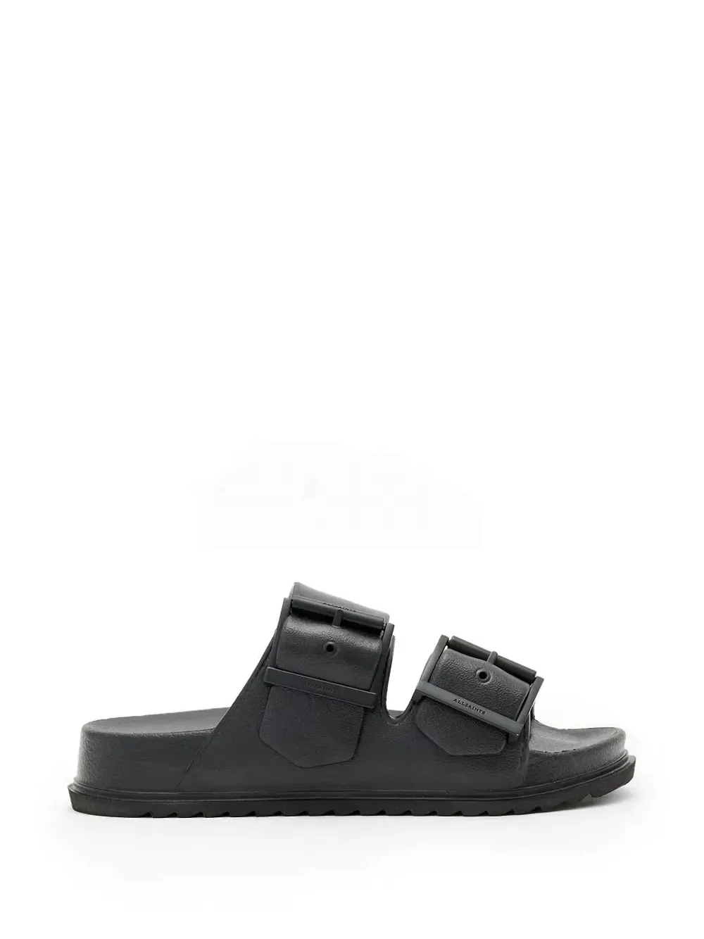 AllSaints Sian buckle-fastening double-strap slides Zwart