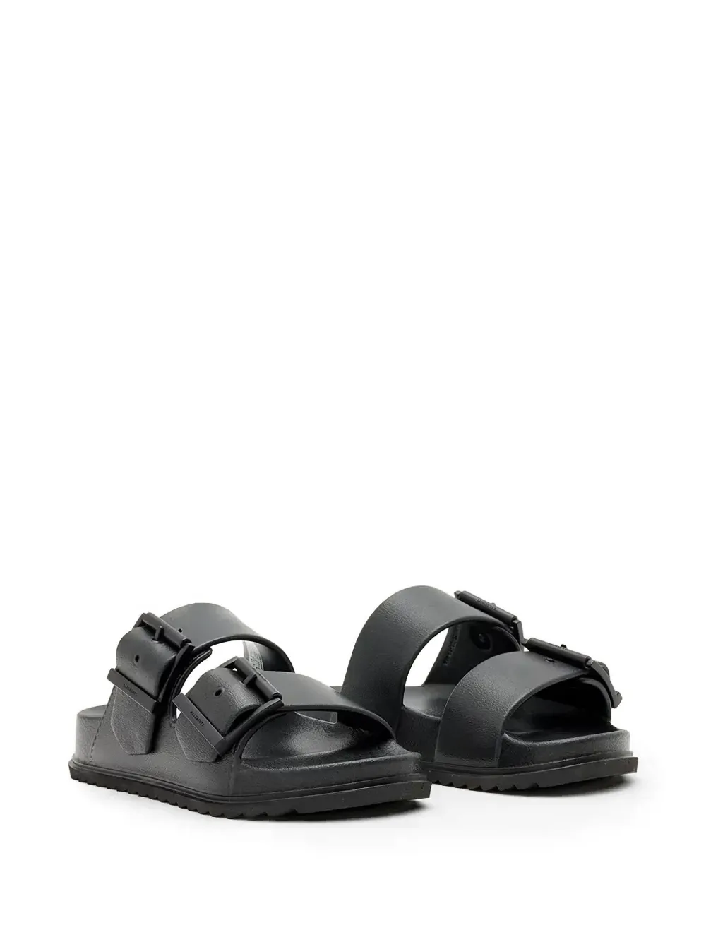 AllSaints Sian buckle-fastening double-strap slides Zwart