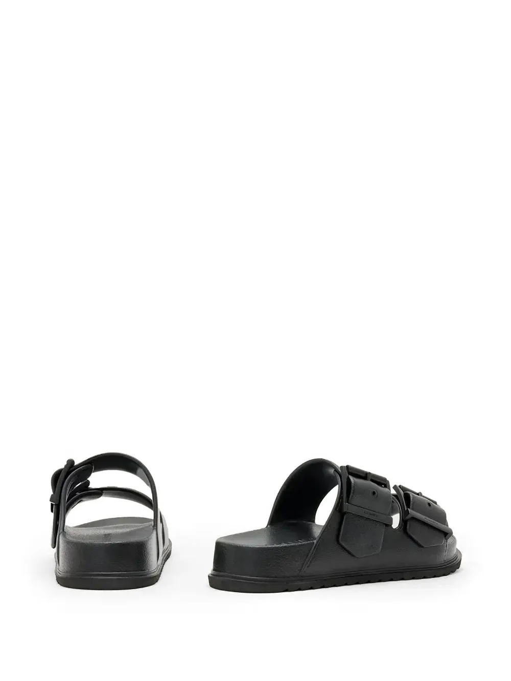 AllSaints Sian buckle-fastening double-strap slides Zwart
