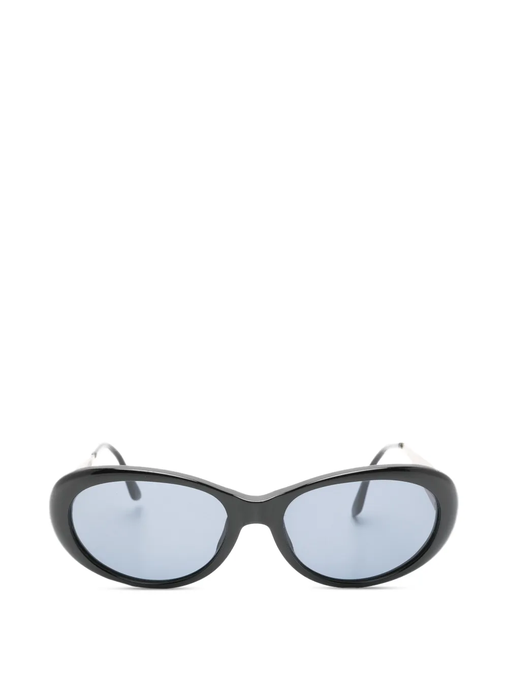 Saint Laurent Pre-Owned 2000s ovale Sonnenbrille - Schwarz