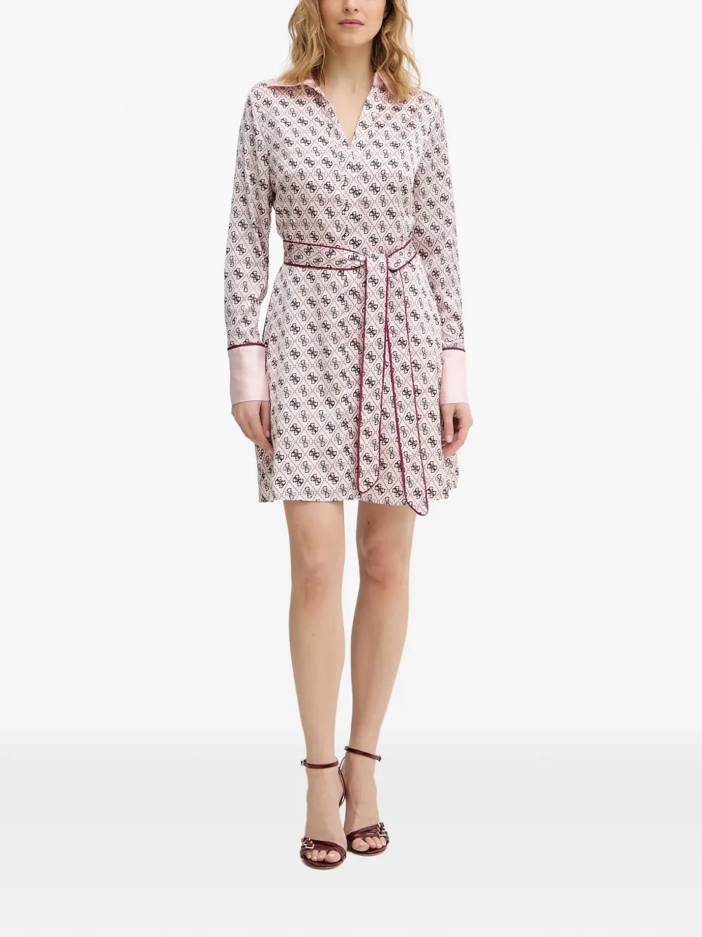 GUESS USA Blerta mini-jurk met ceintuur kraag en monogram Roze