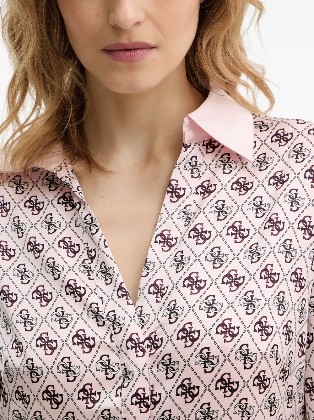 GUESS USA Blerta mini-jurk met ceintuur kraag en monogram Roze