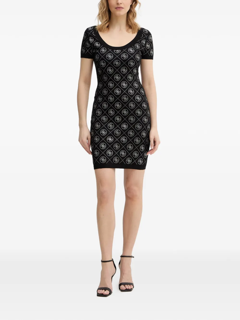 GUESS USA 4G mini-jurk verfraaid met stras Zwart
